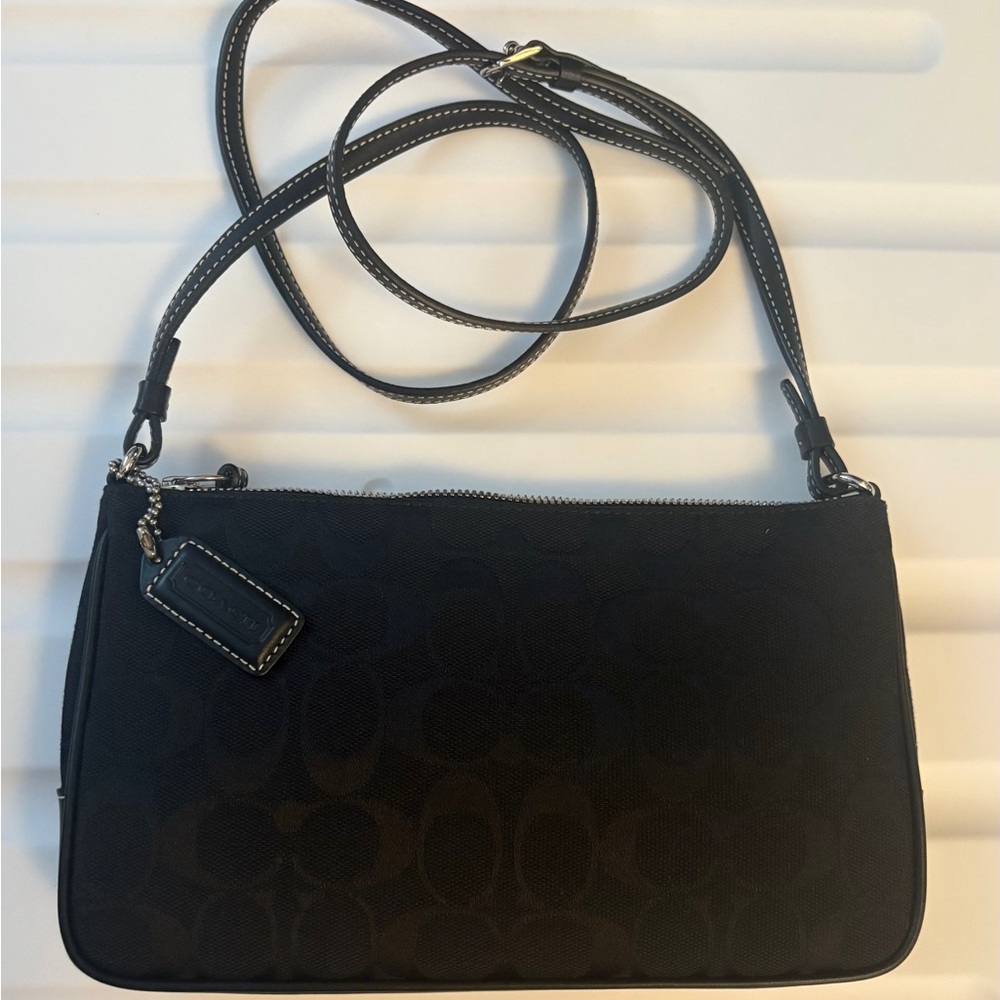 NWOT COACH | Signature Collection Crossbody Bag – Black Jacquard & Leather Trim - Picture 2 of 4